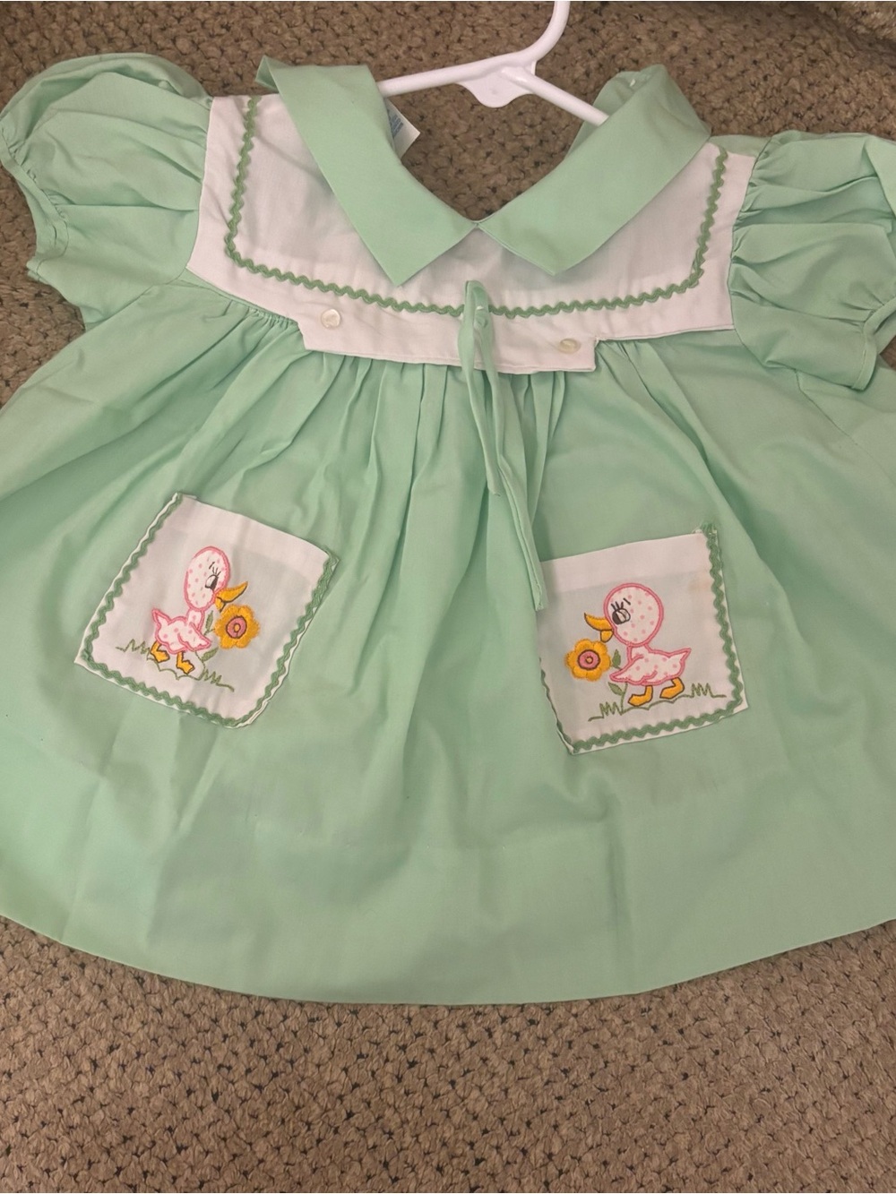 Girls Mint Green Duck Pocket Dress